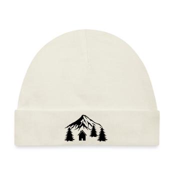 hütte berge - Baby Premium Organic Mütze - Naturweiß - Vorne