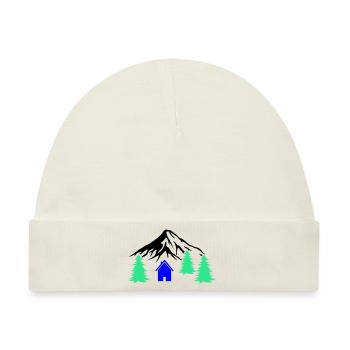 hütte berge - Baby Premium Organic Mütze - Naturweiß - Vorne