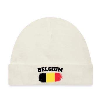 Vintage Belgische Flagge Retro Belgisch - Baby Premium Organic Mütze - Naturweiß - Vorne