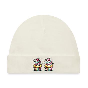 Cupcake Comic - Baby Premium Organic Mütze - Naturweiß - Vorne