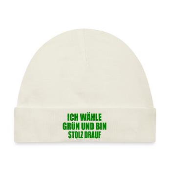 ich wähle grün und bin stolz darauf - Baby Premium Organic Mütze - Naturweiß - Vorne