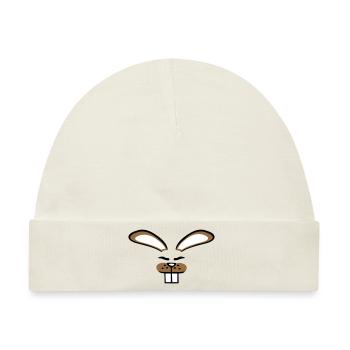 Hase Kaninchen Häschen Cartoon Kleintier niedlich - Baby Premium Organic Mütze - Naturweiß - Vorne