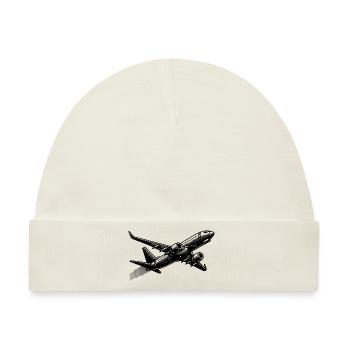 Jet Flugzeug auf Reiseflughöhe - Baby Premium Organic Mütze - Naturweiß - Vorne