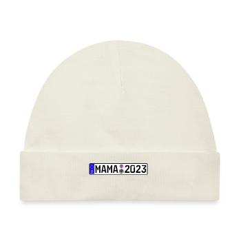 Mama 2023 Mutter werden Nummernschild - Baby Premium Organic Mütze - Naturweiß - Vorne