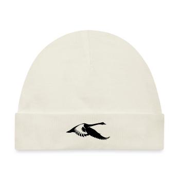 Eleganter fliegender Wasservogel Schwan - Baby Premium Organic Mütze - Naturweiß - Vorne