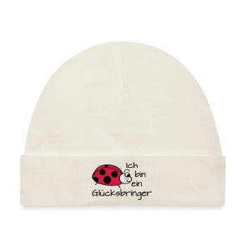 Marienkäfer "Ich bin ein Glücksbringer" - Baby Premium Organic Mütze - Naturweiß - Vorne