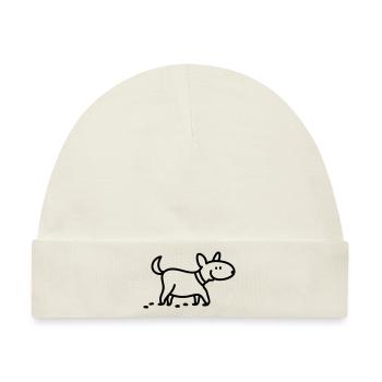 Hund - Gassi gehen - Line - Baby Premium Organic Mütze - Naturweiß - Vorne