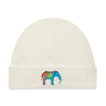 Farbiger Elefant mit der ursprünglichen Hans Hansen-Zeichnung - Baby Premium Organic Mütze - Naturweiß - Vorne