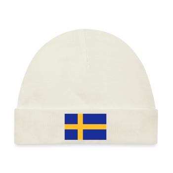 Schweden Flagge - Baby Premium Organic Mütze - Naturweiß - Vorne