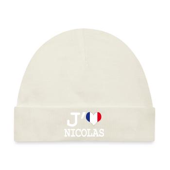 Ich liebe Nicolas - Baby Premium Organic Mütze - Naturweiß - Vorne