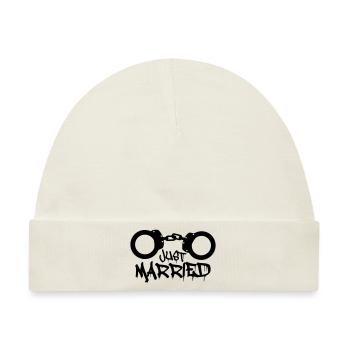 Just married Handschellen Gefangen lustig - Baby Premium Organic Mütze - Naturweiß - Vorne