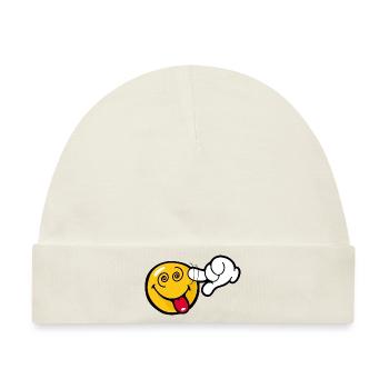 Smiley Stupid - Baby Premium Organic Mütze - Naturweiß - Vorne