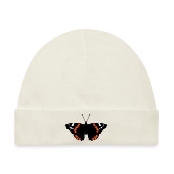 Schmetterling (Falter, Admiral, Vanessa Atalanta) - Baby Premium Organic Mütze - Naturweiß - Vorne
