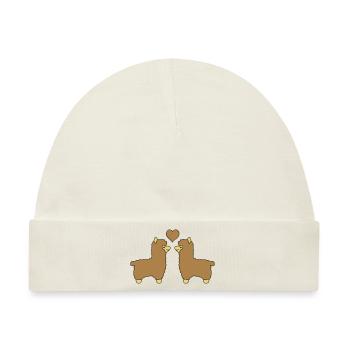 lama alpaca comic love - Baby Premium Organic Mütze - Naturweiß - Vorne