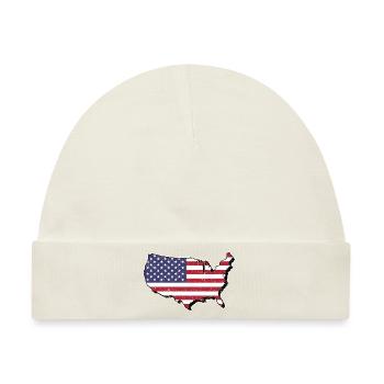 America Karte mit Flagge - Baby Premium Organic Mütze - Naturweiß - Vorne