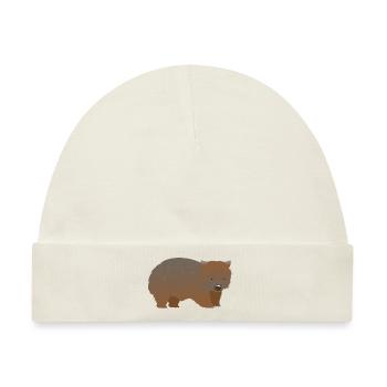 Brauner haariger Nasenwombat - Baby Premium Organic Mütze - Naturweiß - Vorne