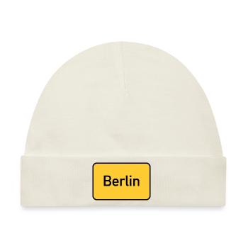 Berlin Ortsschild Gelbe Tafel - Baby Premium Organic Mütze - Naturweiß - Vorne