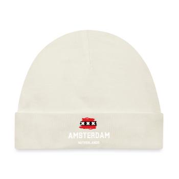 Amsterdam Flagge T-Shirt Niederlande - Baby Premium Organic Mütze - Naturweiß - Vorne