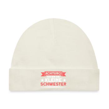 Schwester Geschwister Kleine Schwester Geschenk - Baby Premium Organic Mütze - Naturweiß - Vorne