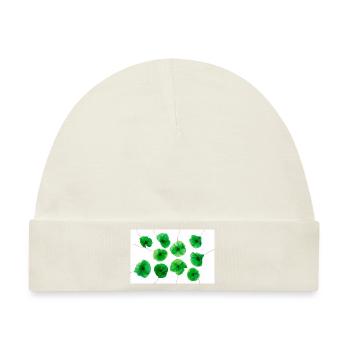 Mohn Blume Weiss Grün - Baby Premium Organic Mütze - Naturweiß - Vorne