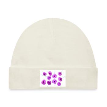 MOHNBLUME Lila - Baby Premium Organic Mütze - Naturweiß - Vorne
