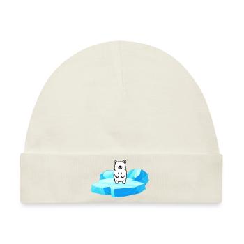 Süsser kleiner Eisbär auf einer Eisscholle - Baby Premium Organic Mütze - Naturweiß - Vorne