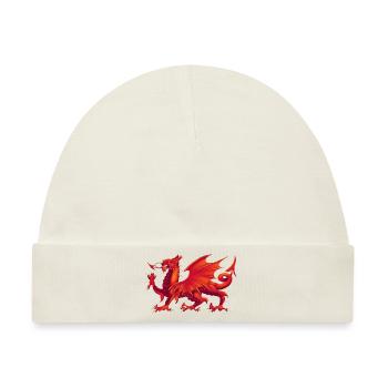 Walisischer Drache - Y Ddraig Goch - Baby Premium Organic Mütze - Naturweiß - Vorne