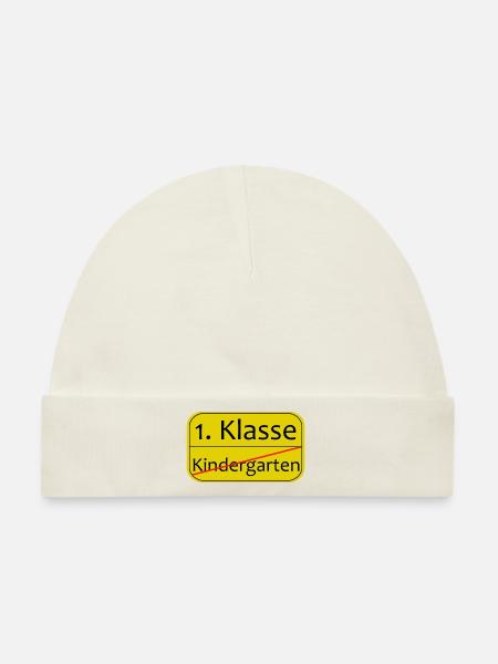 Kindergarten Schule 1 Klasse - Baby Premium Organic Mütze - Naturweiß