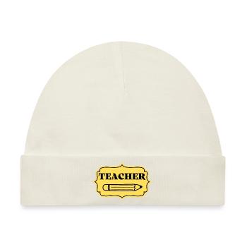 LEHRER Vintage Retro Etikette - Baby Premium Organic Mütze - Naturweiß - Vorne
