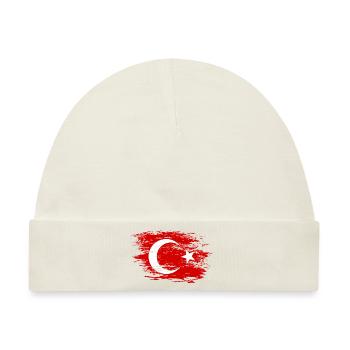 Türkei Flagge used - Baby Premium Organic Mütze - Naturweiß - Vorne