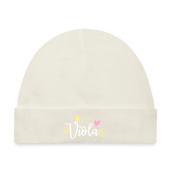 Viola Name Krone - Baby Premium Organic Mütze - Naturweiß - Vorne