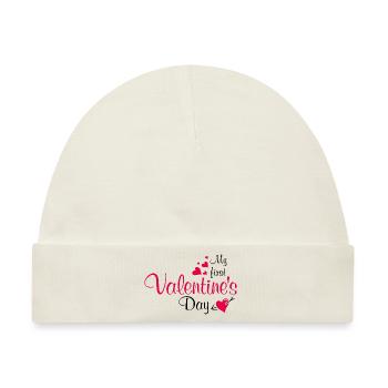 Mein erster Valentinstag - Baby Premium Organic Mütze - Naturweiß - Vorne