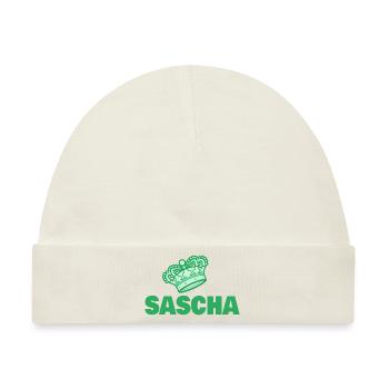 Sascha als Vorname - Baby Premium Organic Mütze - Naturweiß - Vorne