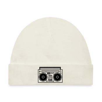 8bit Pixel Boombox - Baby Premium Organic Mütze - Naturweiß - Vorne