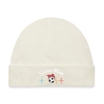 Mama Soccer Stuff Moms Player Heratbeat Soccer Mom - Baby Premium Organic Mütze - Naturweiß - Vorne
