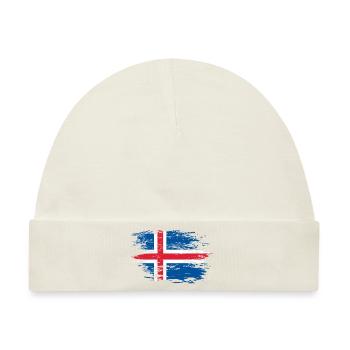 Island Flagge used - Baby Premium Organic Mütze - Naturweiß - Vorne