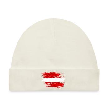 Lettland Flagge used - Baby Premium Organic Mütze - Naturweiß - Vorne