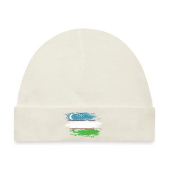 Uzbekistan Flagge used - Baby Premium Organic Mütze - Naturweiß - Vorne