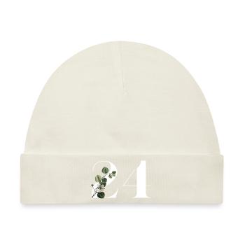 Nummer 24 Blumengrün -24. Blumenjubiläum - Baby Premium Organic Mütze - Naturweiß - Vorne
