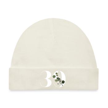 Nummer 39 Blumengrün - 39. Blumengeburtstag - Baby Premium Organic Mütze - Naturweiß - Vorne