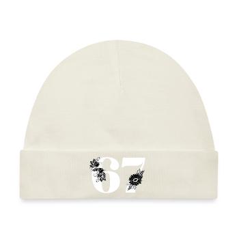 Nummer 67 Schwarze Blumen - 67. Blumengeburtstag - Baby Premium Organic Mütze - Naturweiß - Vorne