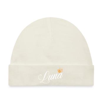 Luna Custom Name für Frauen Kinder Kleinkinder - Luna - Baby Premium Organic Mütze - Naturweiß - Vorne
