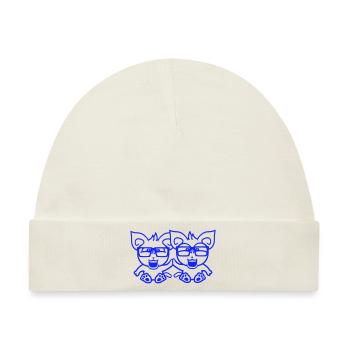 2 Nerd Katzen Freunde Hornbrille Geek Schlau Kopf - Baby Premium Organic Mütze - Naturweiß - Vorne
