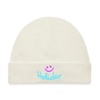 Holiday Lächelndes Gesicht Reisen Urlaub Spruch - Baby Premium Organic Mütze - Naturweiß - Vorne