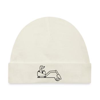 Hund Knochen Vergraben Bagger Buddeln Cool Baggern - Baby Premium Organic Mütze - Naturweiß - Vorne