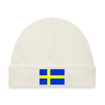 Schwedische Flagge - Baby Premium Organic Mütze - Naturweiß - Vorne