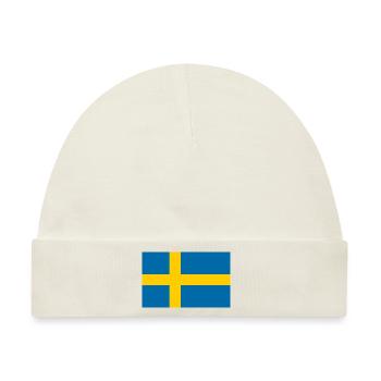 Schwedische Flagge - Baby Premium Organic Mütze - Naturweiß - Vorne
