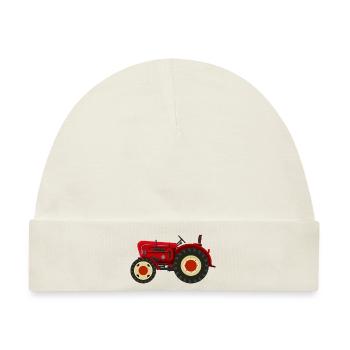 Retro Oldtimer-Traktor rot - Baby Premium Organic Mütze - Naturweiß - Vorne