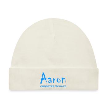 Aaron - personalisiertes Geschenk - Baby Premium Organic Mütze - Naturweiß - Vorne