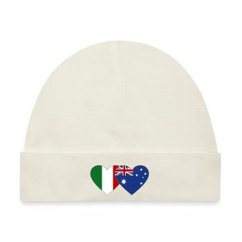 Italien Australien Flagge Herz - Baby Premium Organic Mütze - Naturweiß - Vorne